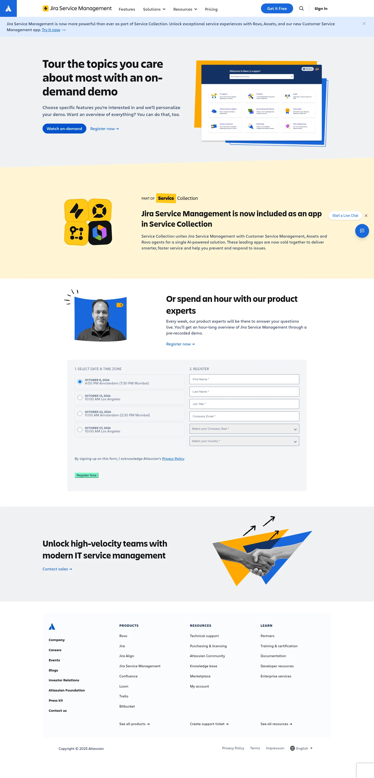 atlassian.com/software/jira/service-management/demo on desktop