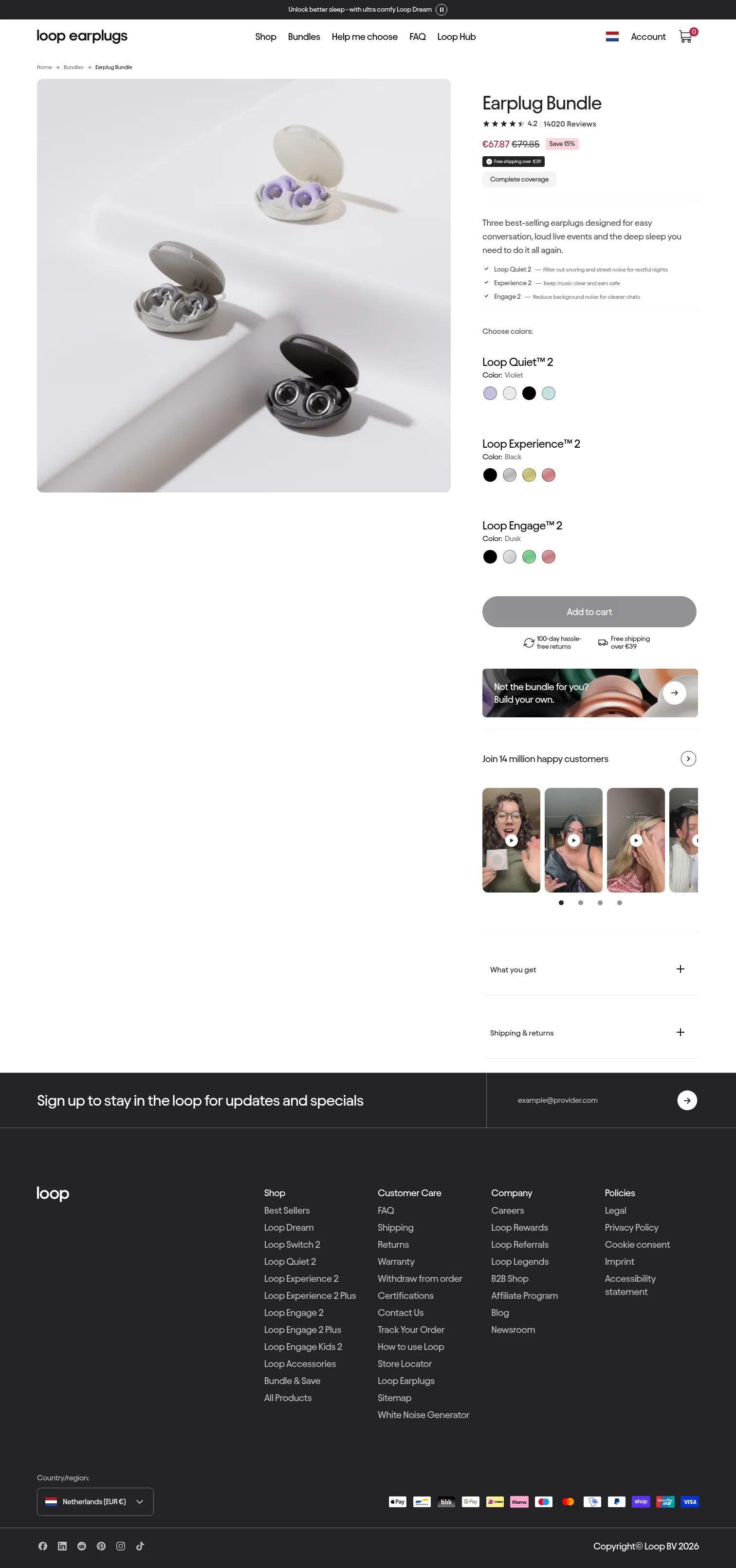 loopearplugs.com/products/earplug-bundle on desktop, full screenshot