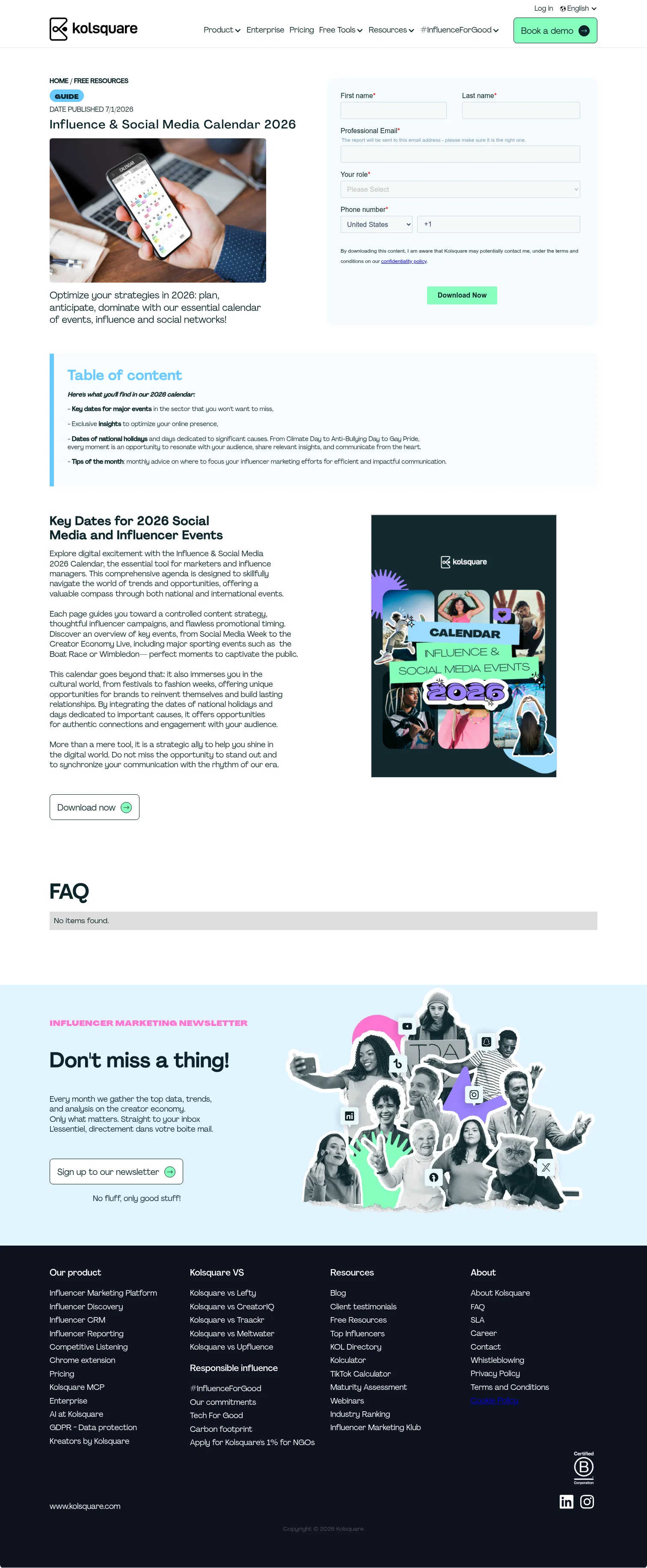 Kolsquare landing page