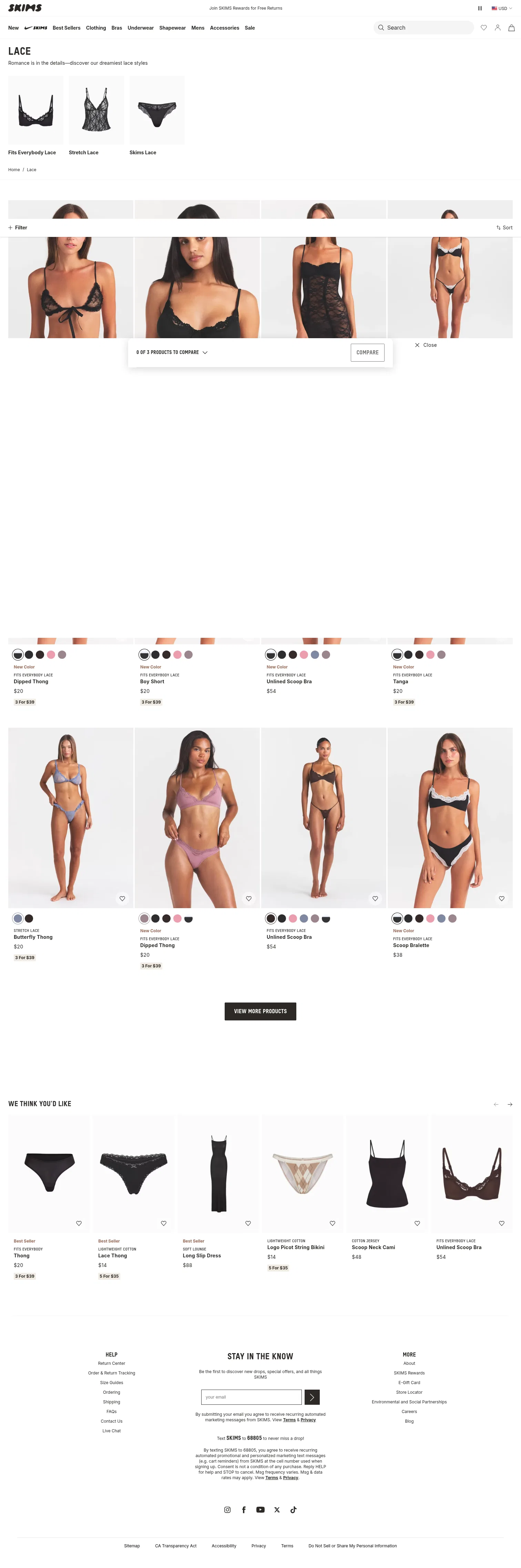 skims.com/collections/lace on desktop, full screenshot
