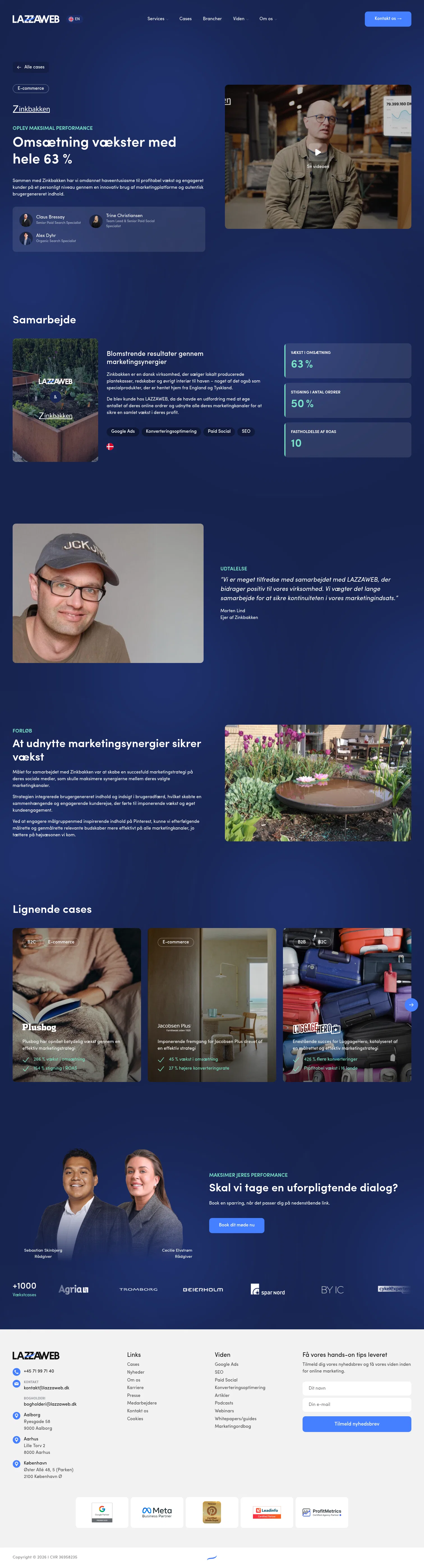lazzaweb.dk/cases/zinkbakken on desktop, full screenshot
