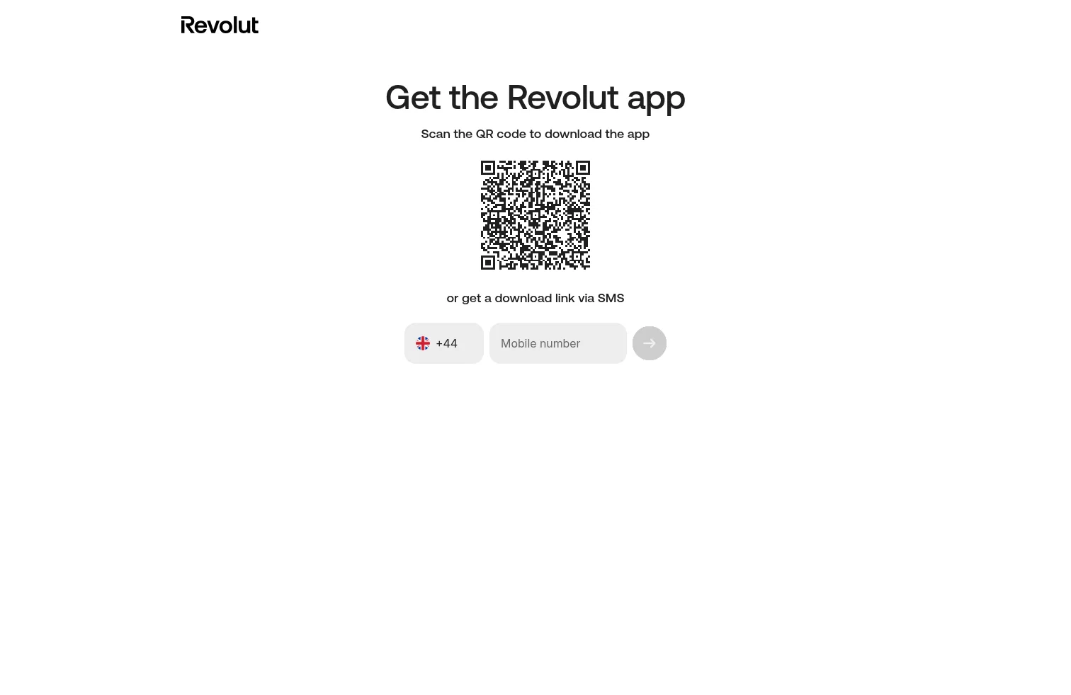 Revolut landing page
