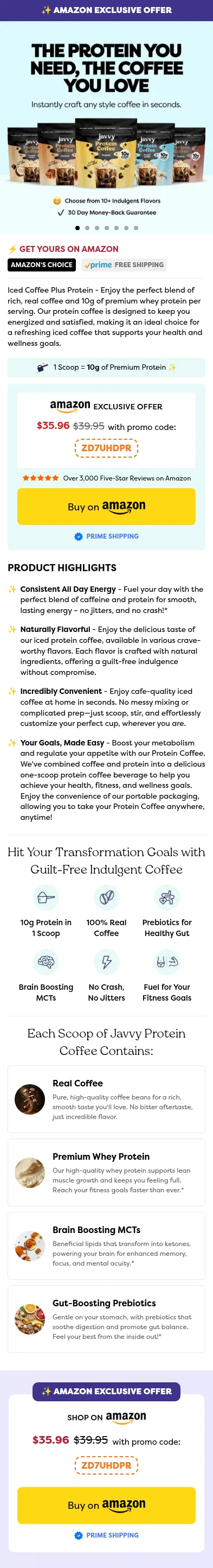 try.javvycoffee.com/plpc15 on mobile, full screenshot