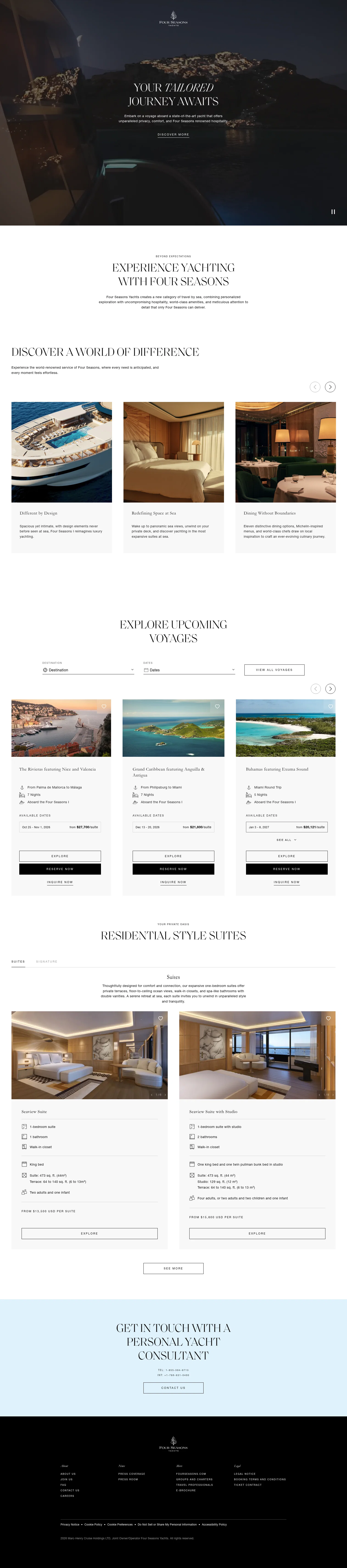 Four Seasons Hotels and Resorts landing page