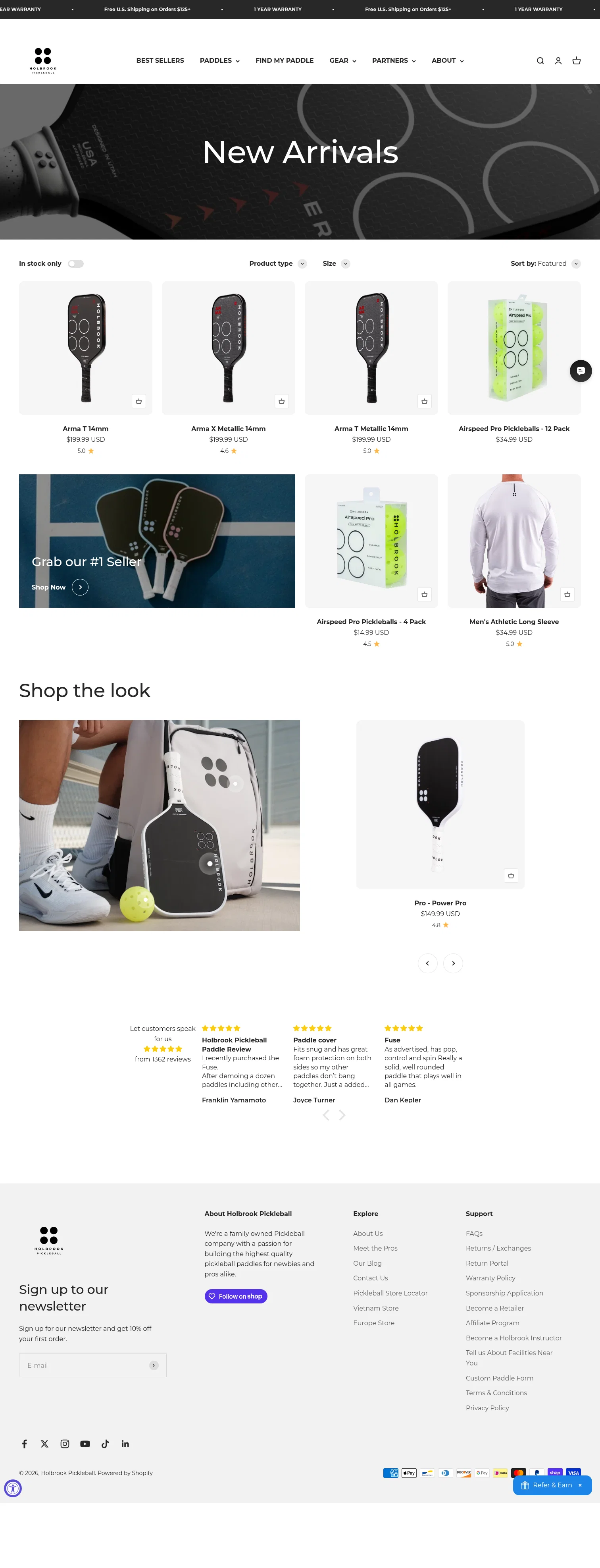 holbrookpickleball.com/collections/whats-new on desktop