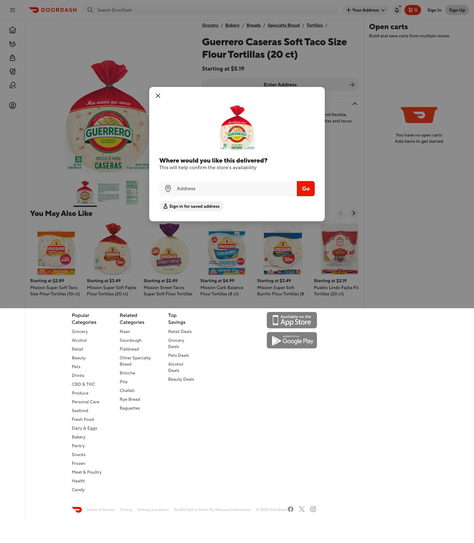 doordash.com/products/guerrero-caseras-soft-taco-flour-tortillas-(20-ct)/urpc_2a12a20b-9a79-4836-8635-96cac93d0a86 on desktop