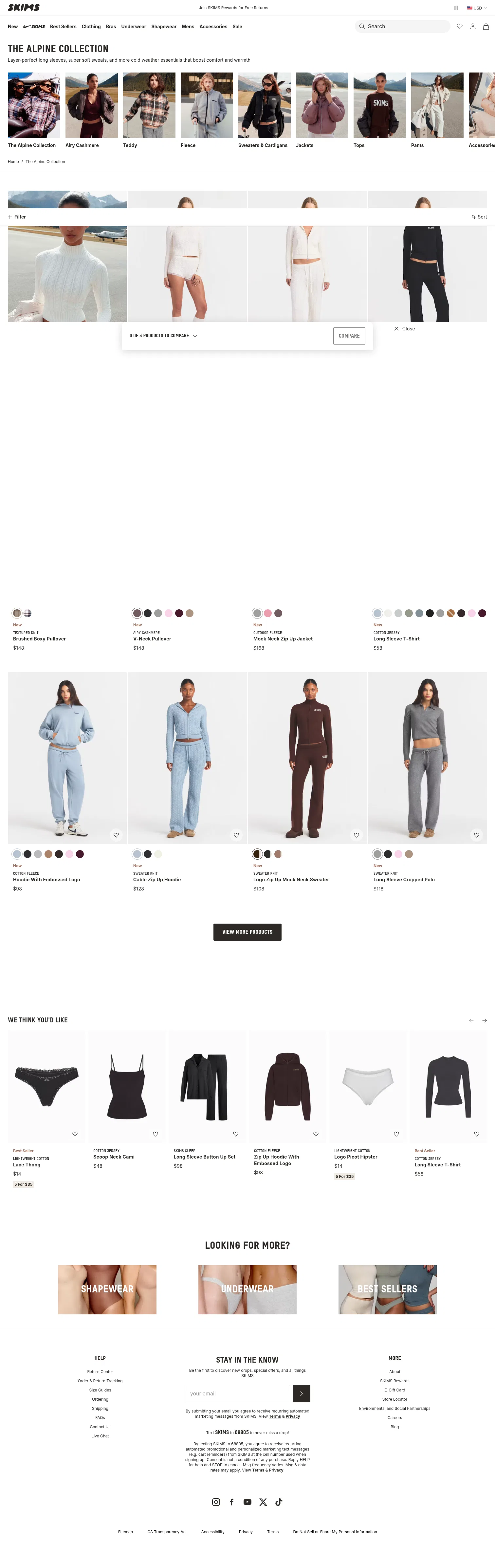 skims.com/collections/winter-shop on desktop, full screenshot