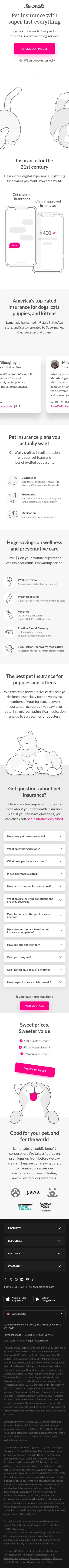 lemonade.com/pet on mobile