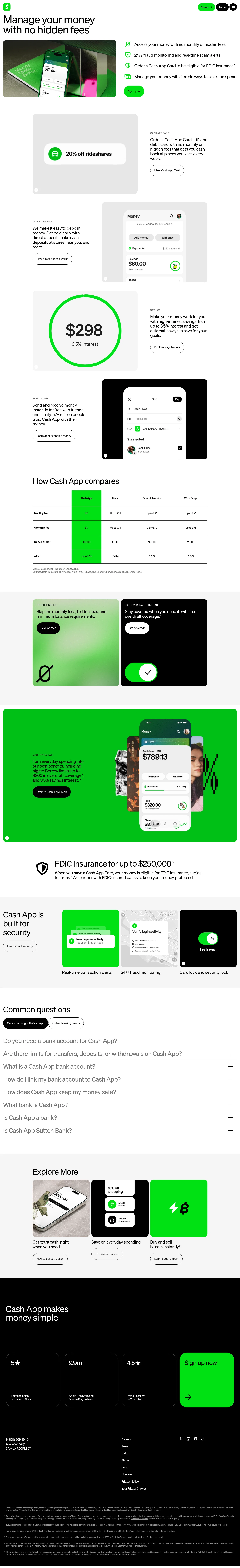 Cash app landing page