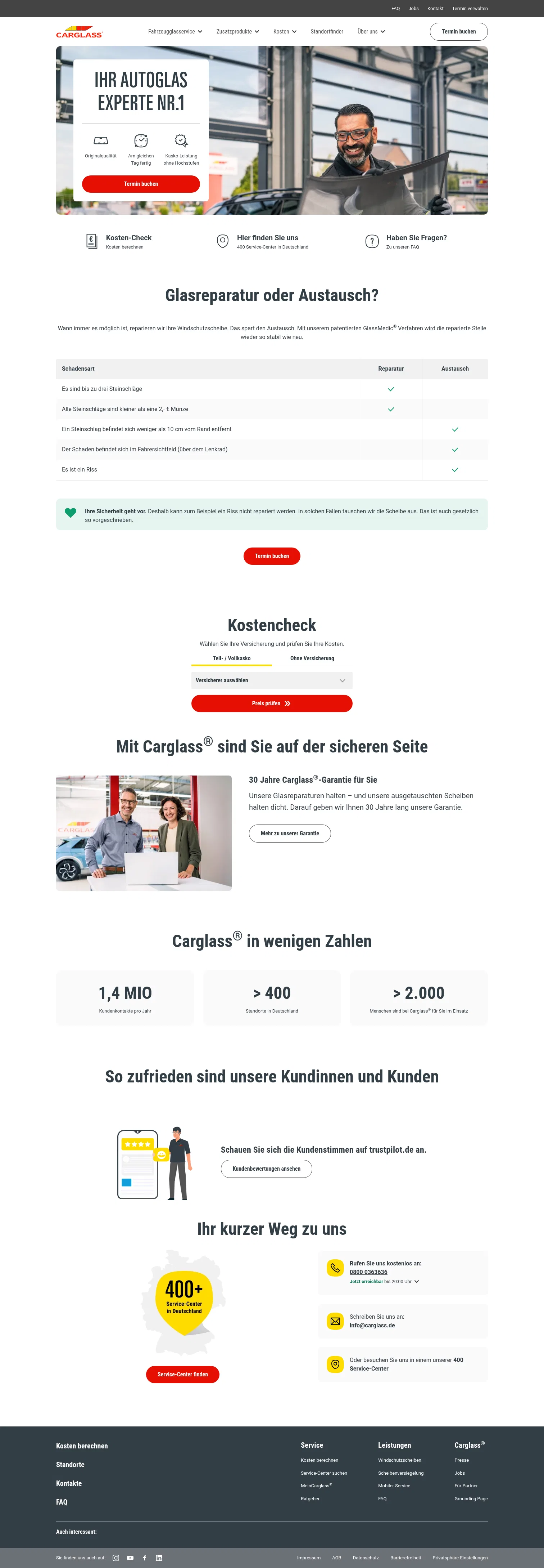 carglass.de/autoglas-reparatur-austausch-bo on desktop, full screenshot