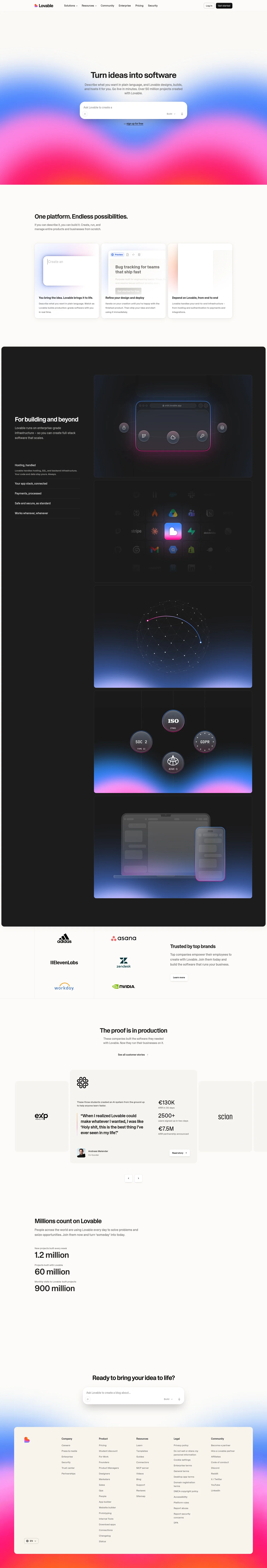Lovable landing page