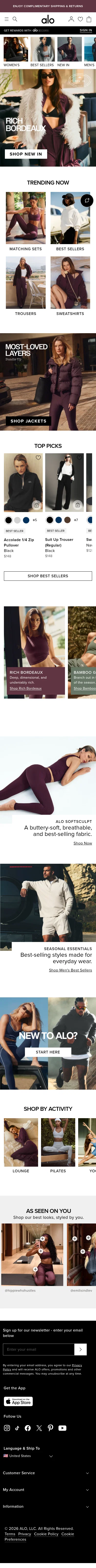 aloyoga.com on mobile