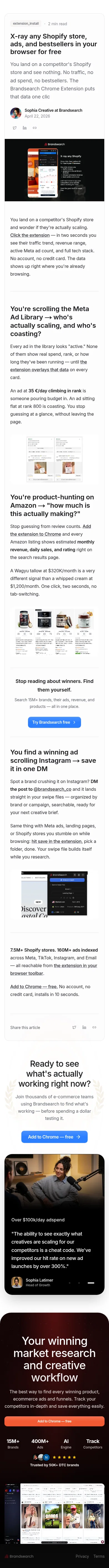 brandsearch.co/lp/chrome-extension-xray-shopify on mobile