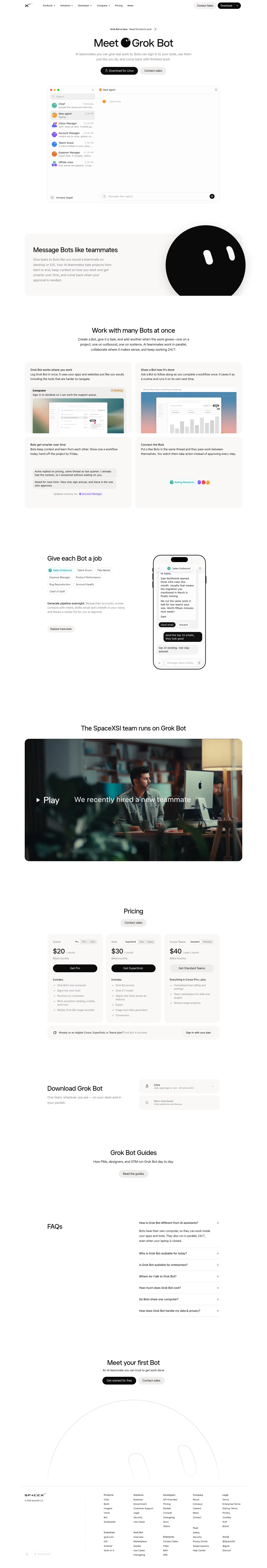 x.ai/bot on desktop, full screenshot