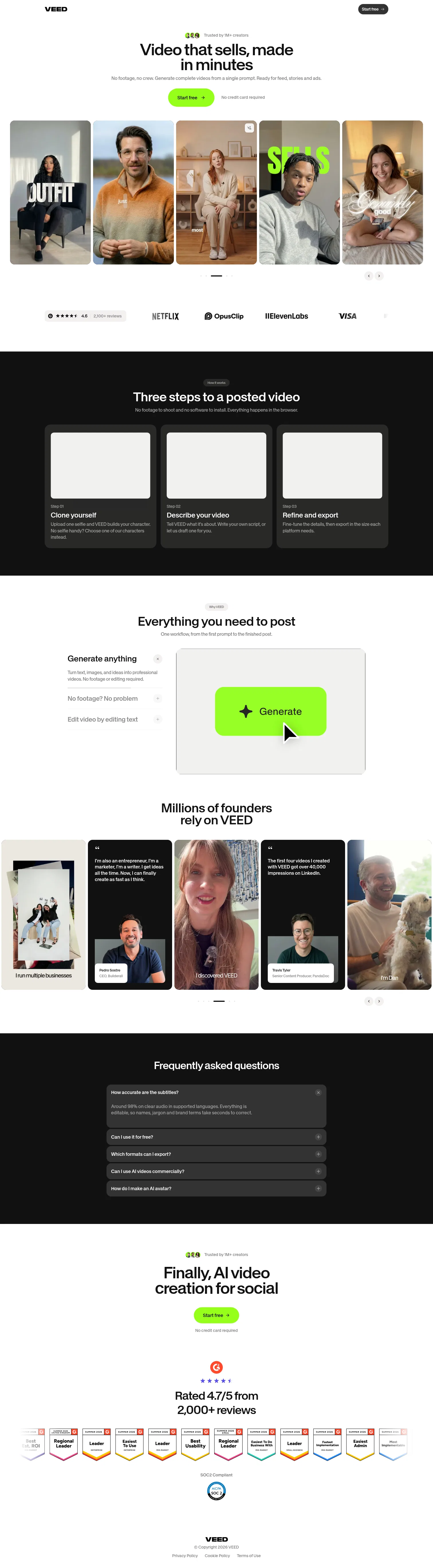 veed.io/paid-lp/narratives/small-business on desktop, full screenshot