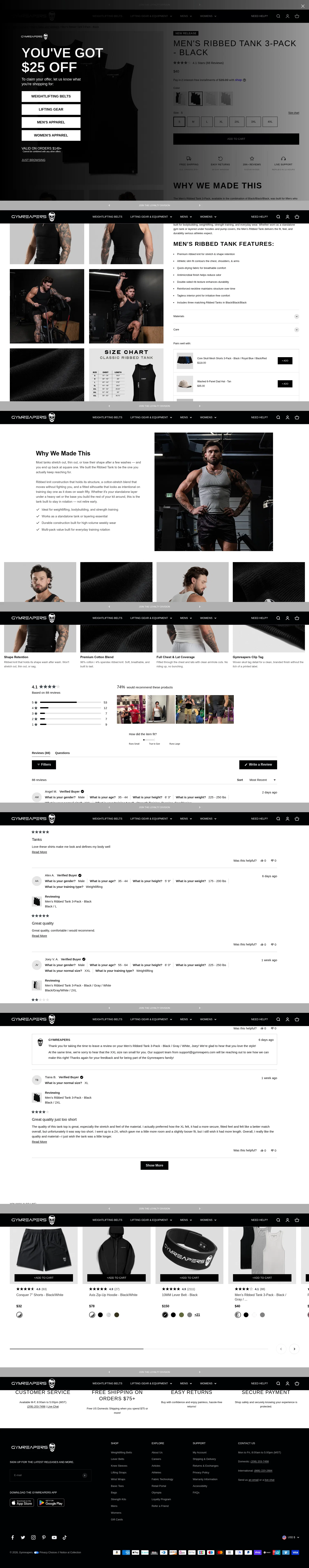 gymreapers.com/products/mens-ribbed-tank-3-pack-black on desktop