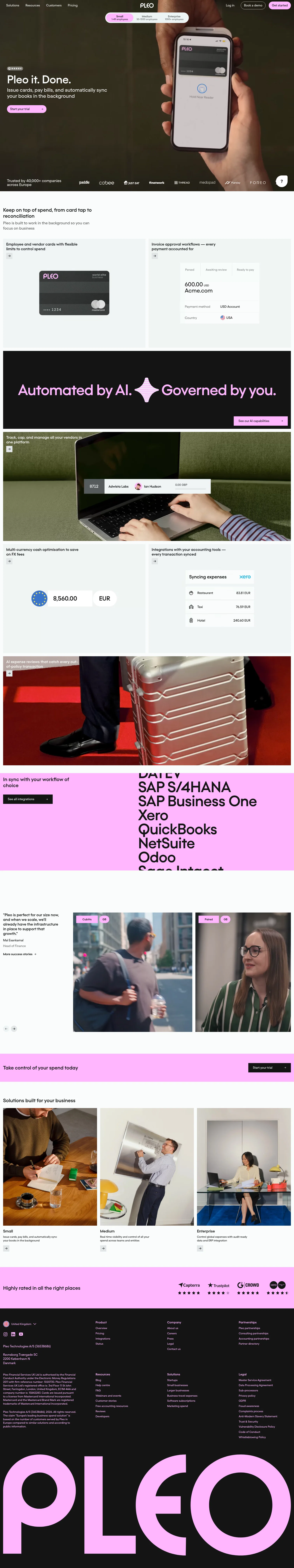 Pleo landing page