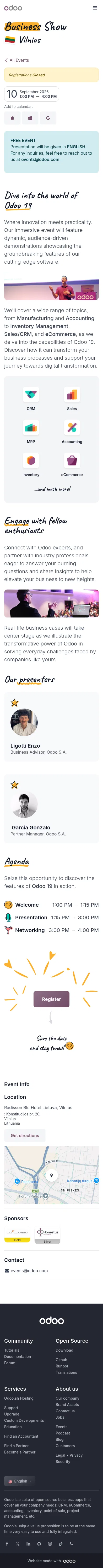 odoo.com/event/business-show-vilnius-11929/register on mobile, full screenshot