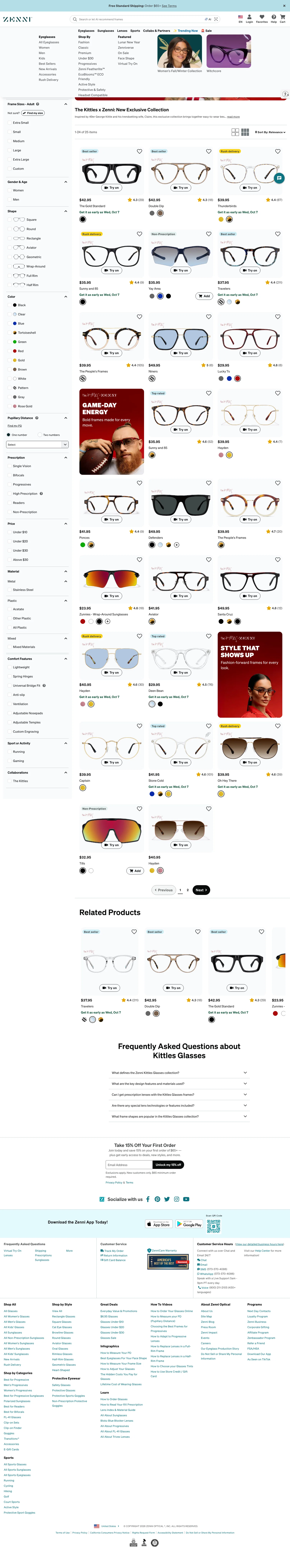 zennioptical.com/b/kittles-glasses on desktop