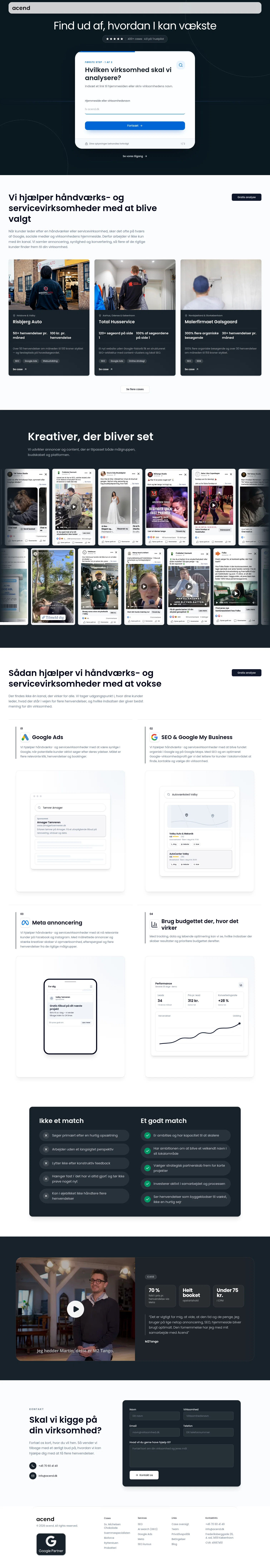 Acend landing page