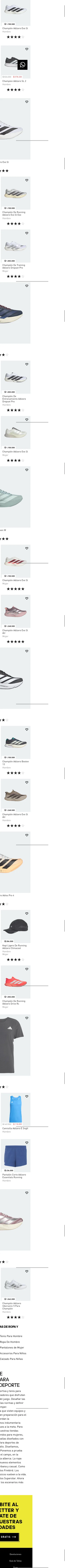 adidas.com.py/adizero on mobile, full screenshot