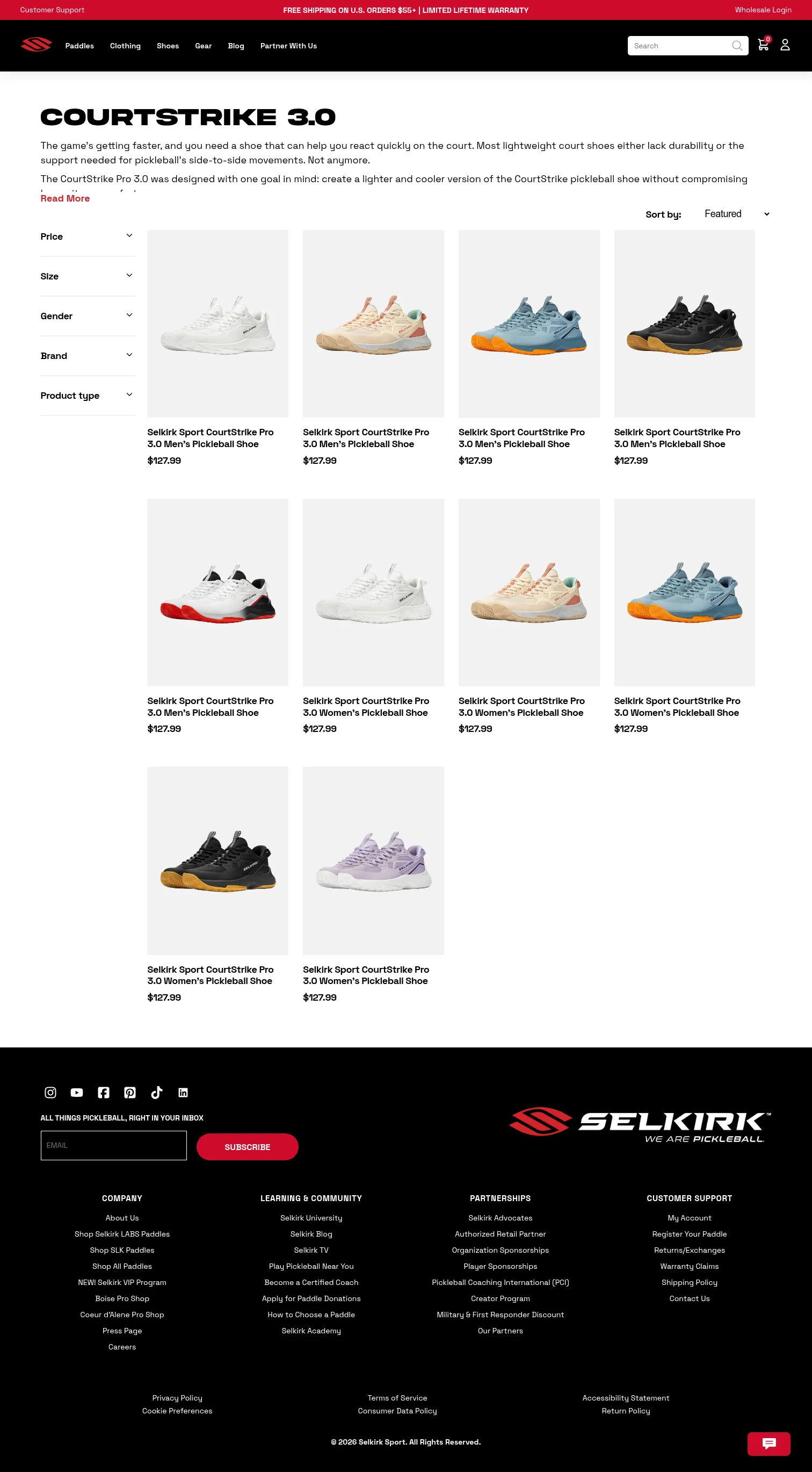 selkirk.com/collections/courtstrike-3-0 on desktop