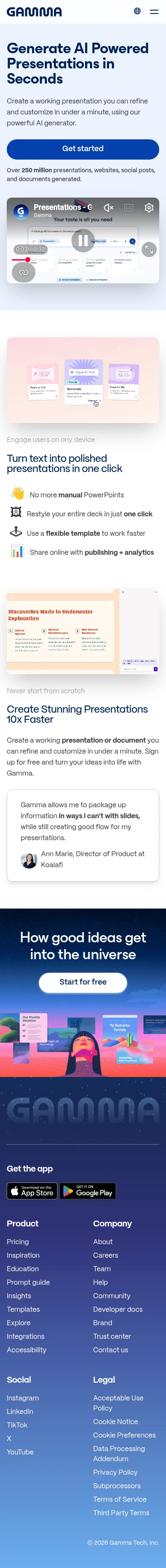 gamma.app/ai-presentations on mobile