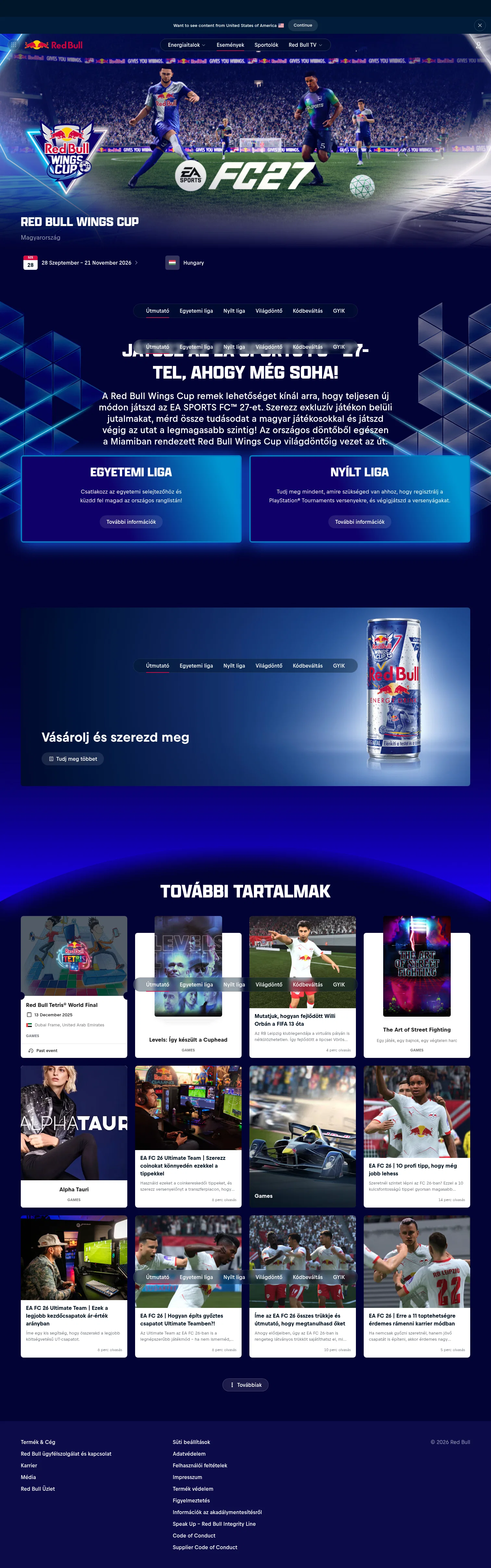 Red Bull landing page