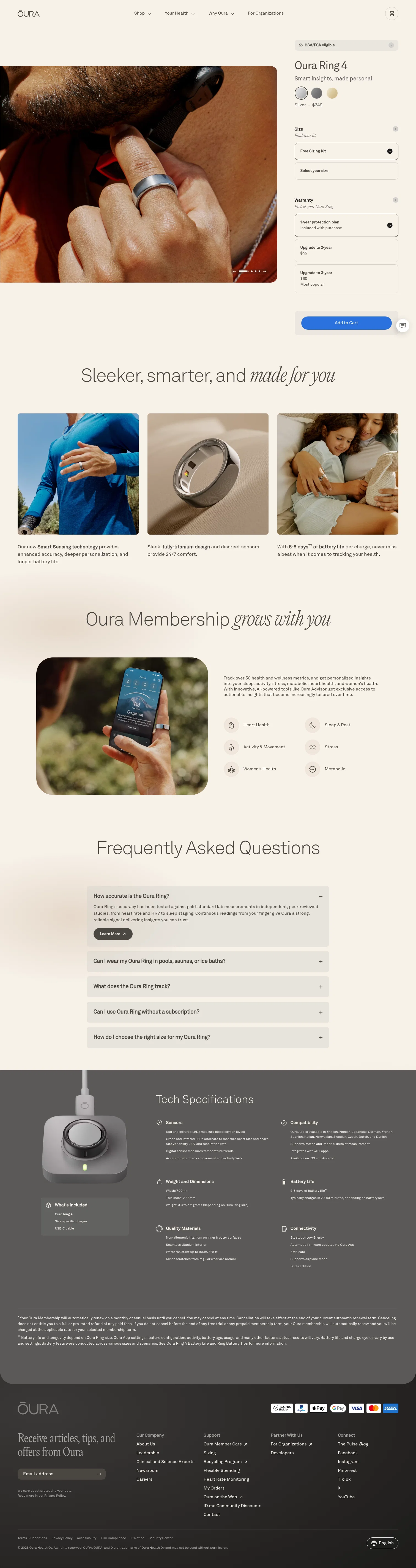 ŌURA landing page