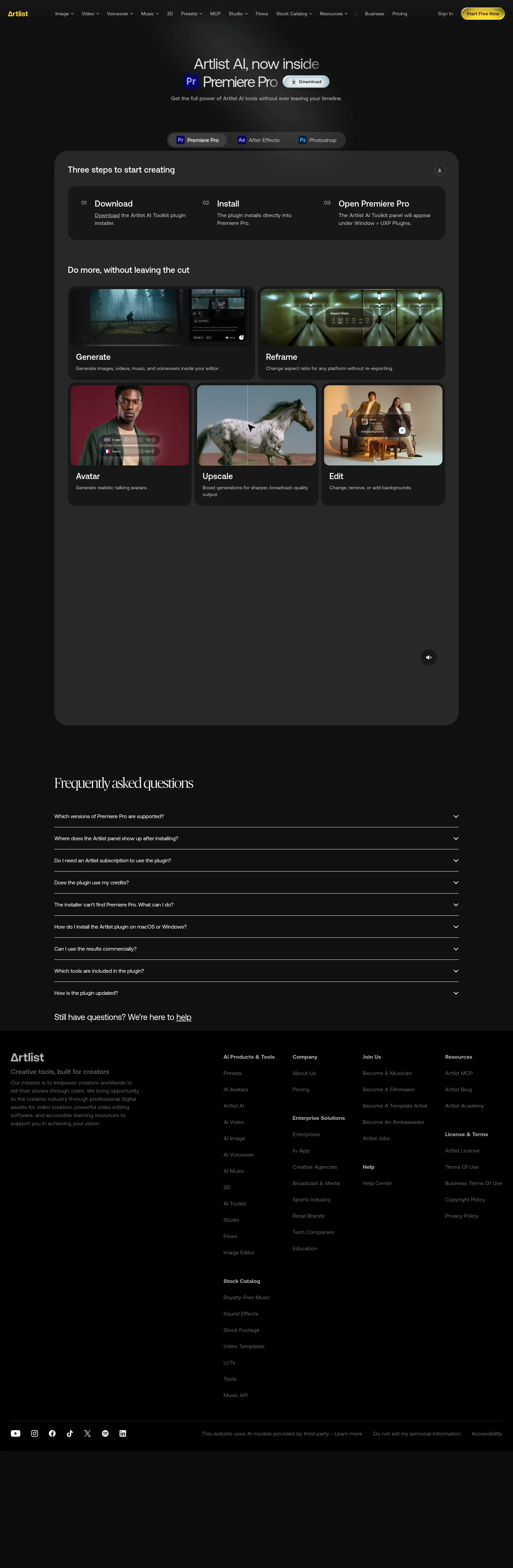 artlist.io/plugins on desktop