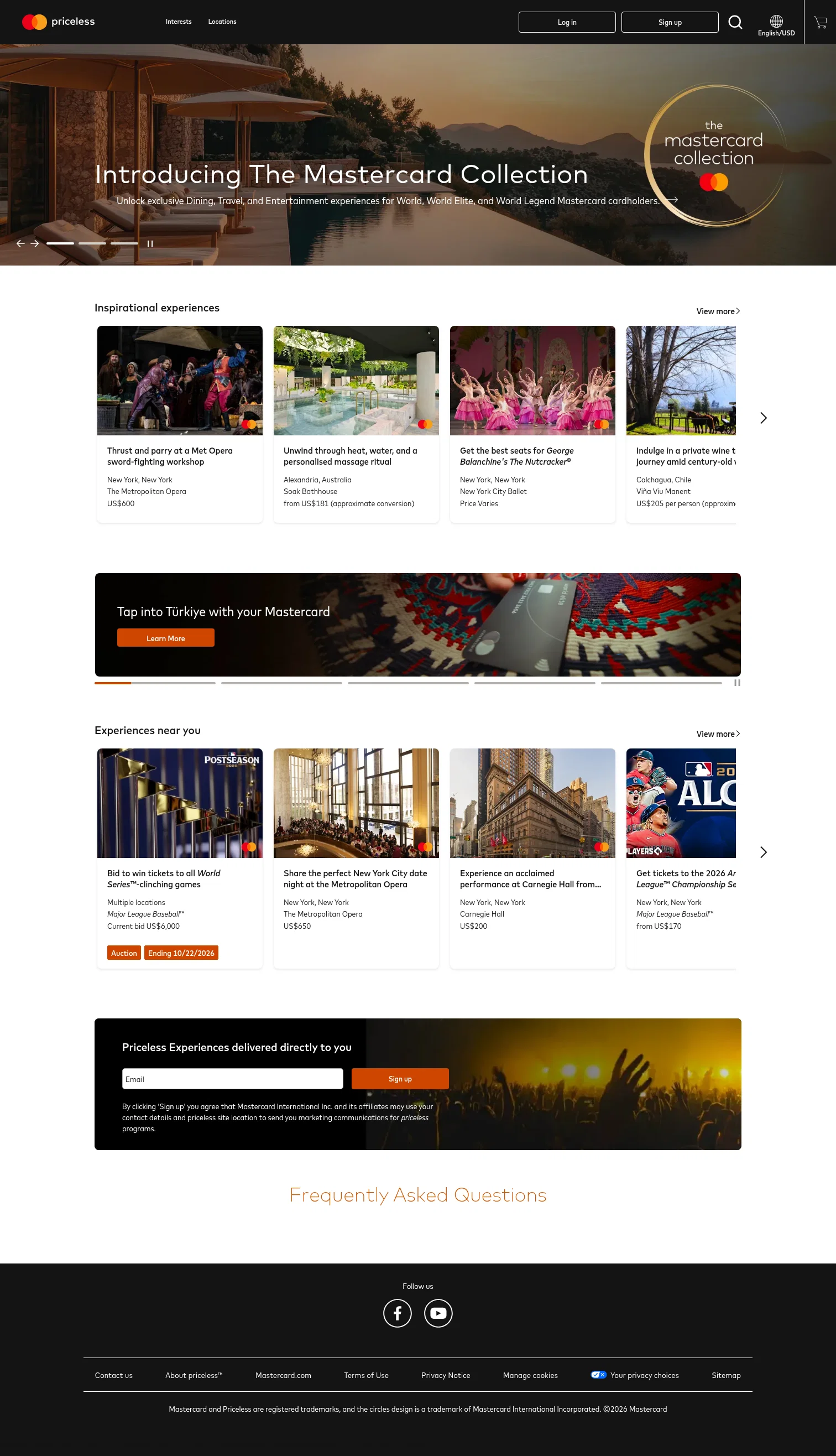 Mastercard landing page
