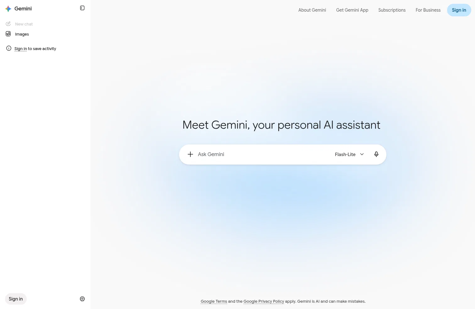 gemini.google.com on desktop, full screenshot