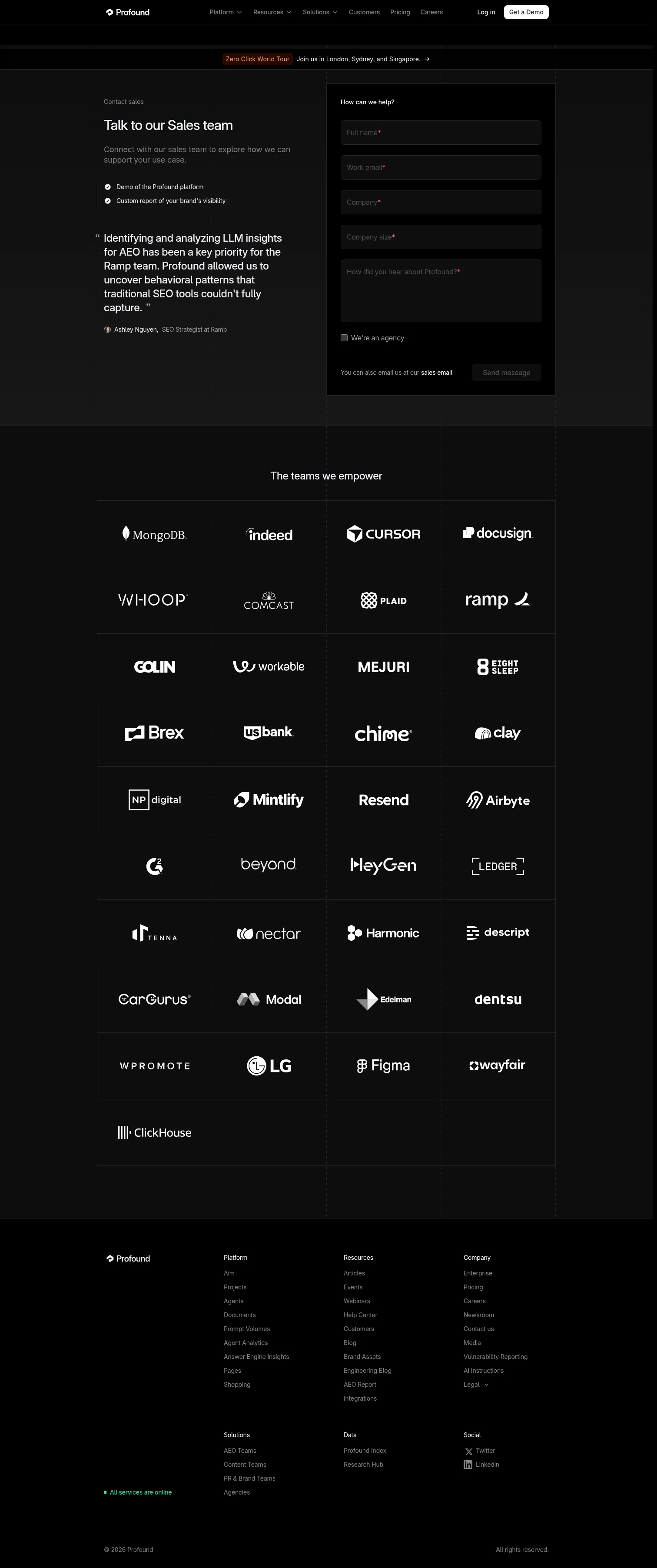 TryProfound landing page
