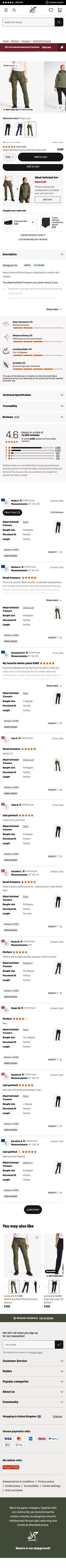 revolutionrace.co.uk/women/trousers/softshell-trousers/hiball-softshell-pants-women on mobile, full screenshot