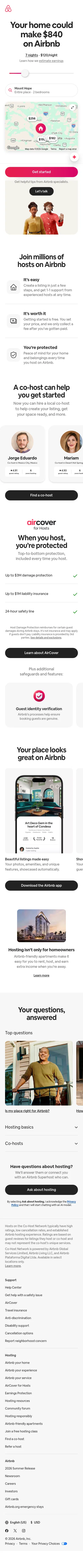 airbnb.com/host/homes on mobile, full screenshot