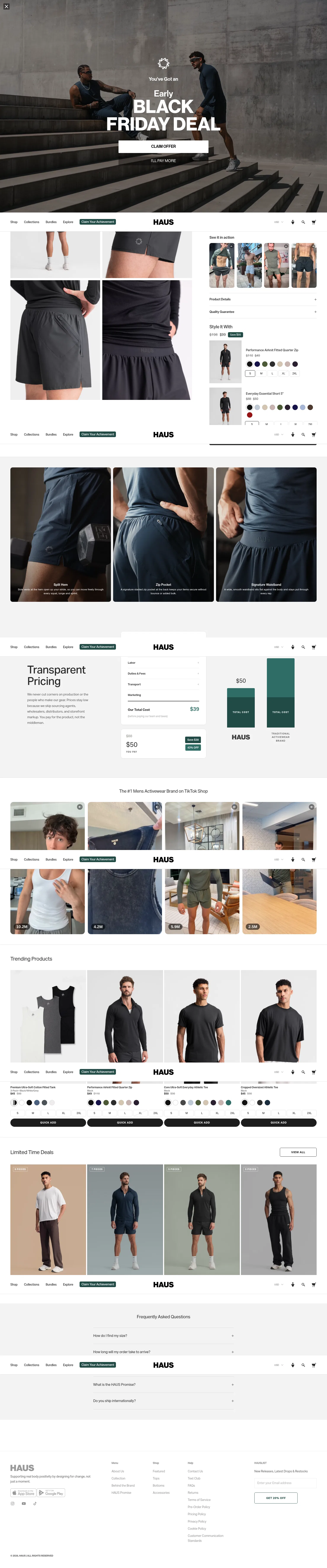 gohaus.com/products/squidhaus-essential-shorts-5inch-inseam on desktop, full screenshot
