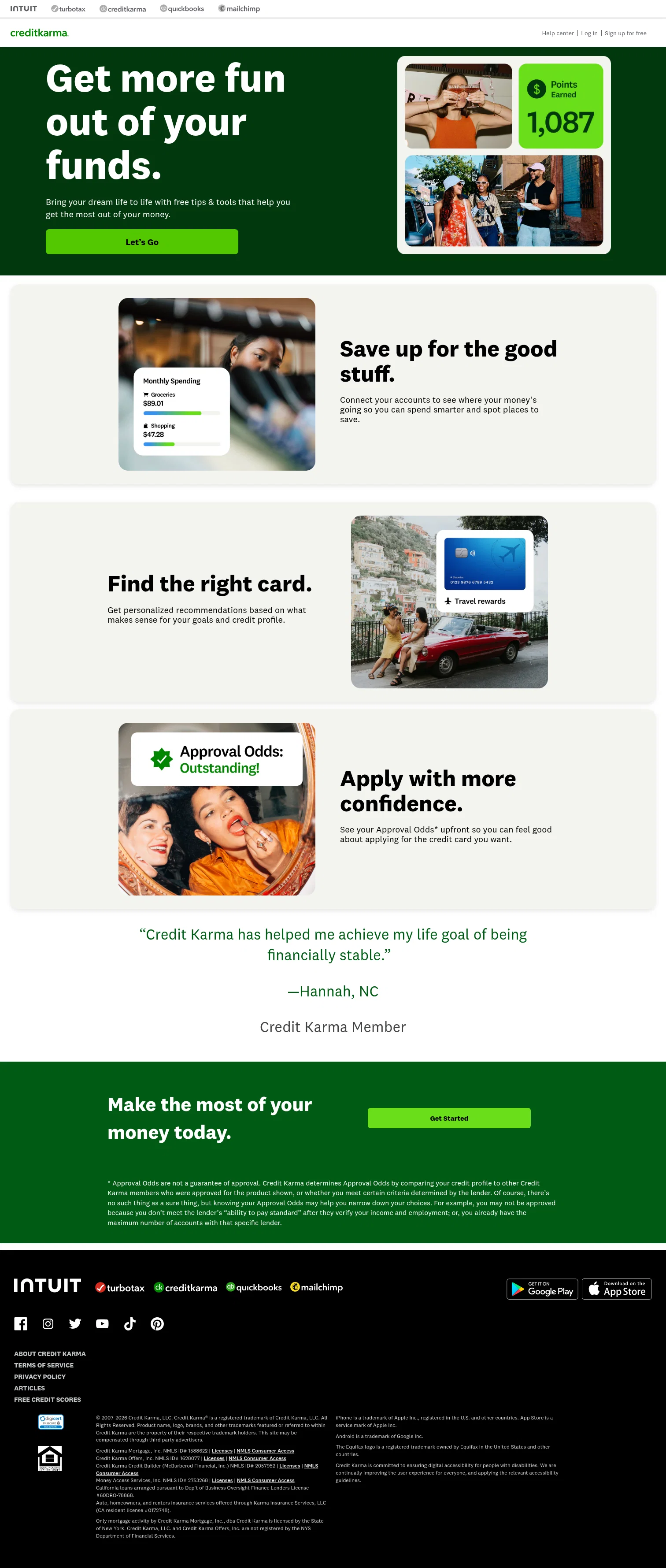 Credit Karma landing page