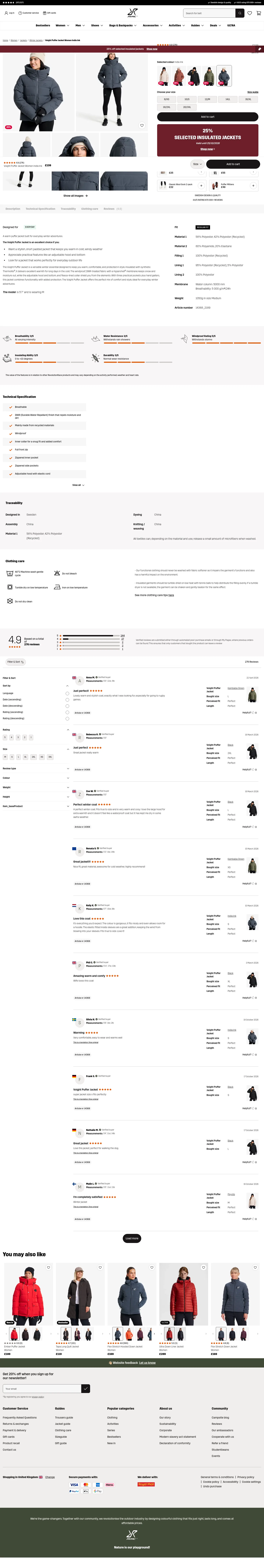 revolutionrace.co.uk/women/jackets/winter-jackets/voight-puffer-jacket-women on desktop, full screenshot