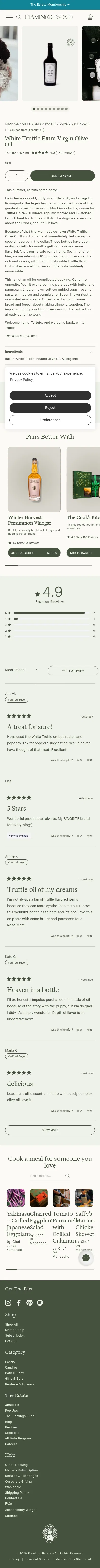 flamingoestate.com/products/white-truffle-extra-virgin-olive-oil on mobile, full screenshot
