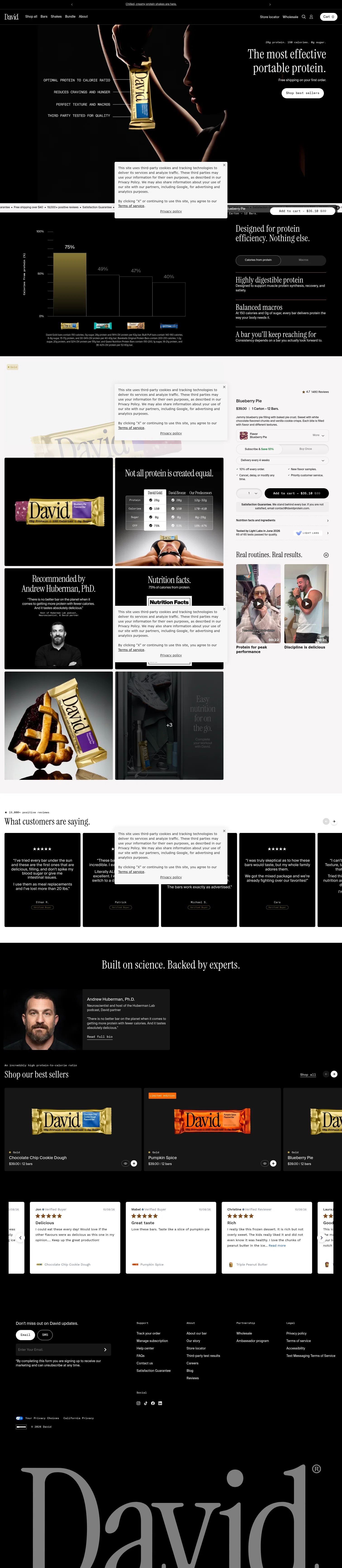 David Protein landing page