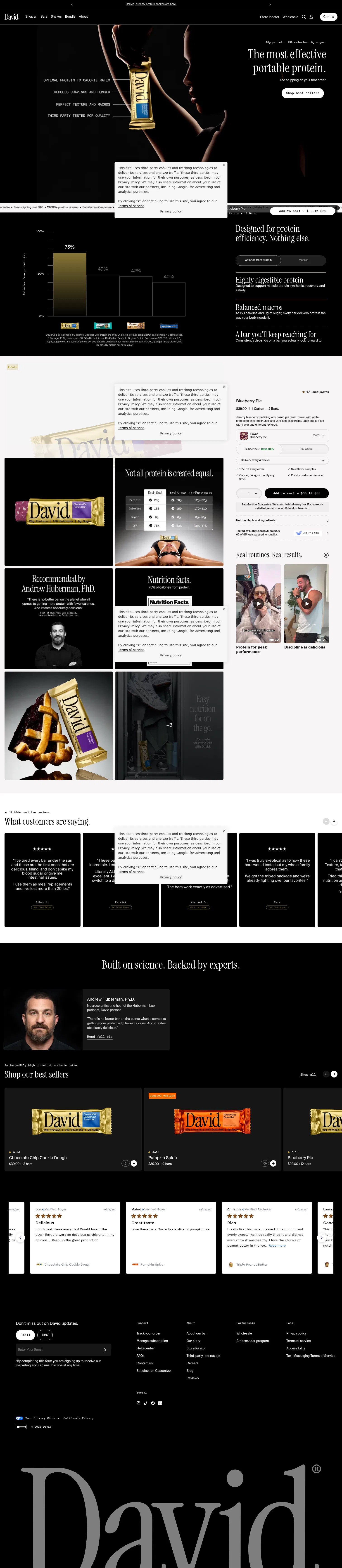 davidprotein.com/pages/meet-david-gold on desktop, full screenshot