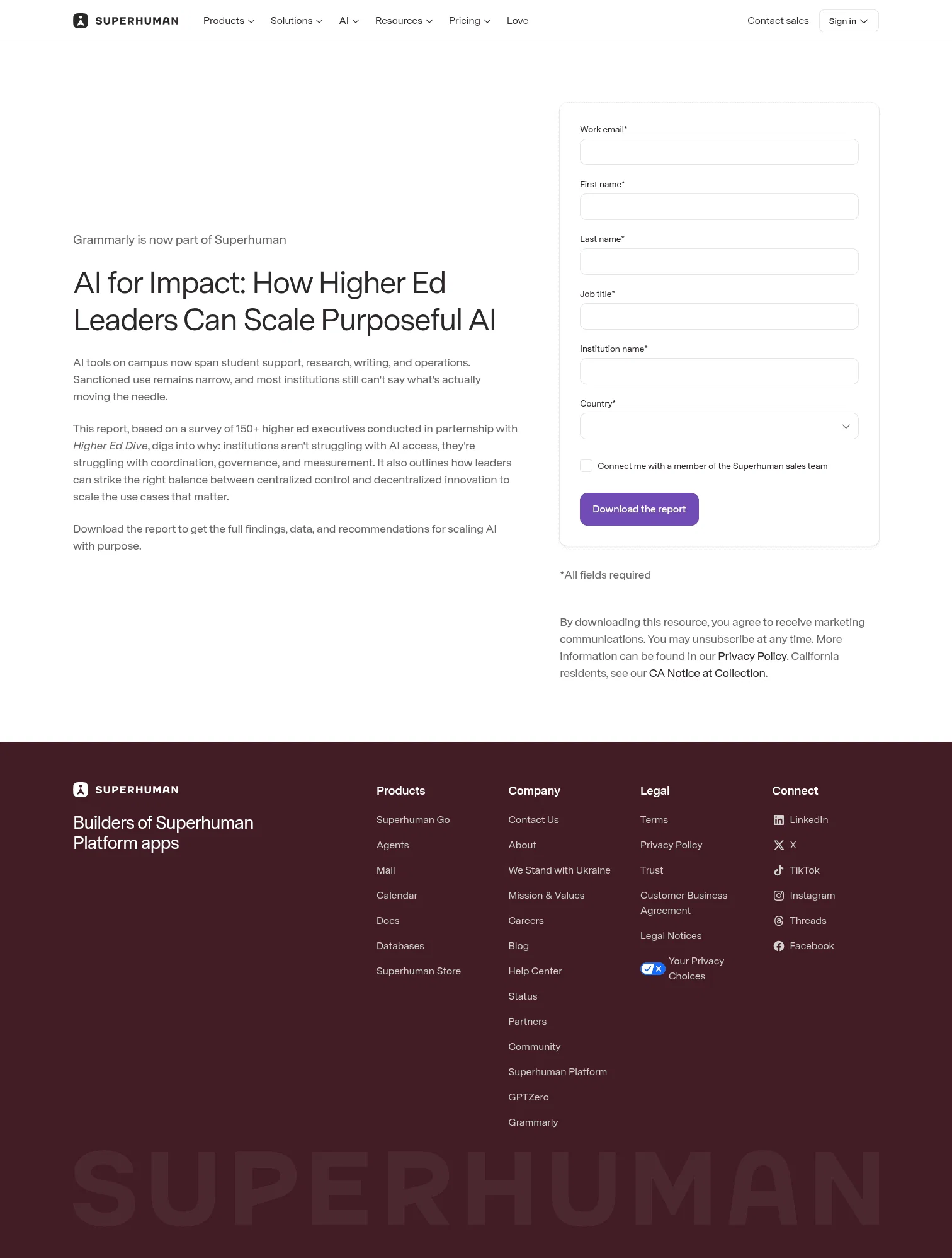 Superhuman landing page