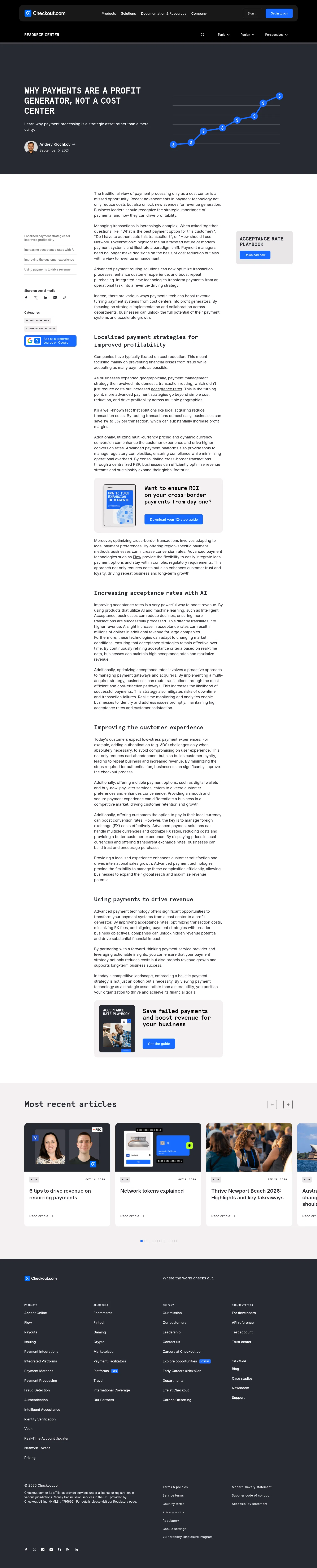 checkout.com/blog/payments-profitability-revenue-enhancement on desktop, full screenshot