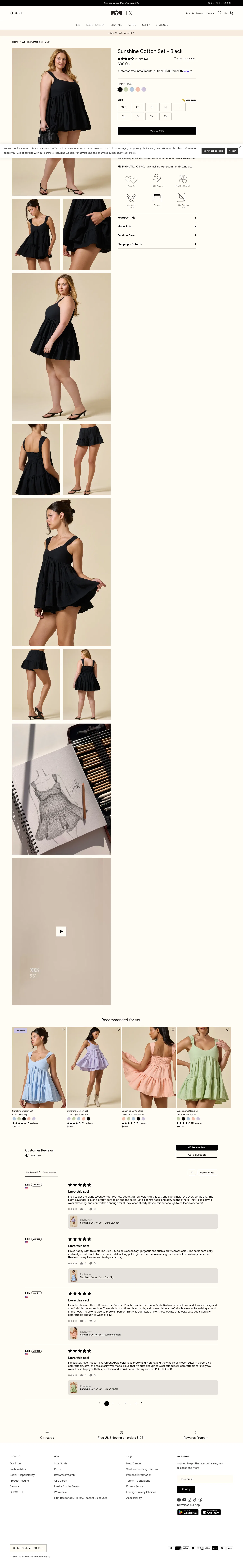 popflexactive.com/collections/sunshine-set/products/sunshine-set-black on desktop, full screenshot