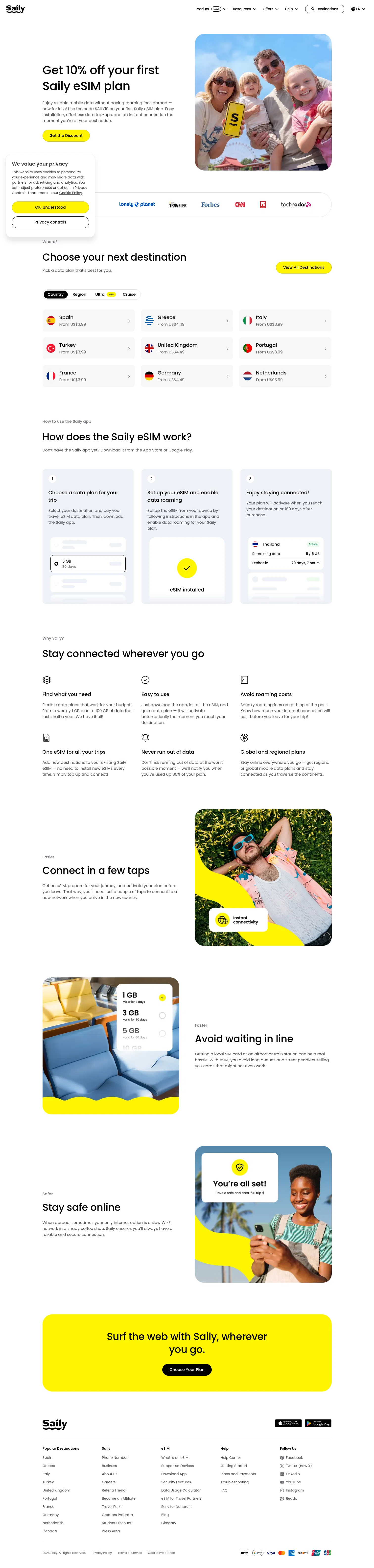 Saily landing page