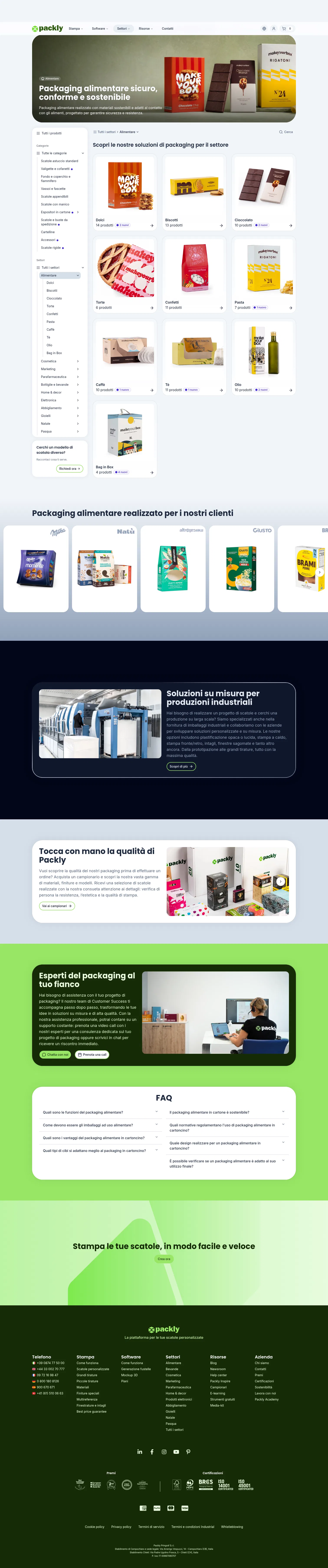 pack.ly/it/settori/packaging-alimentare on desktop, full screenshot