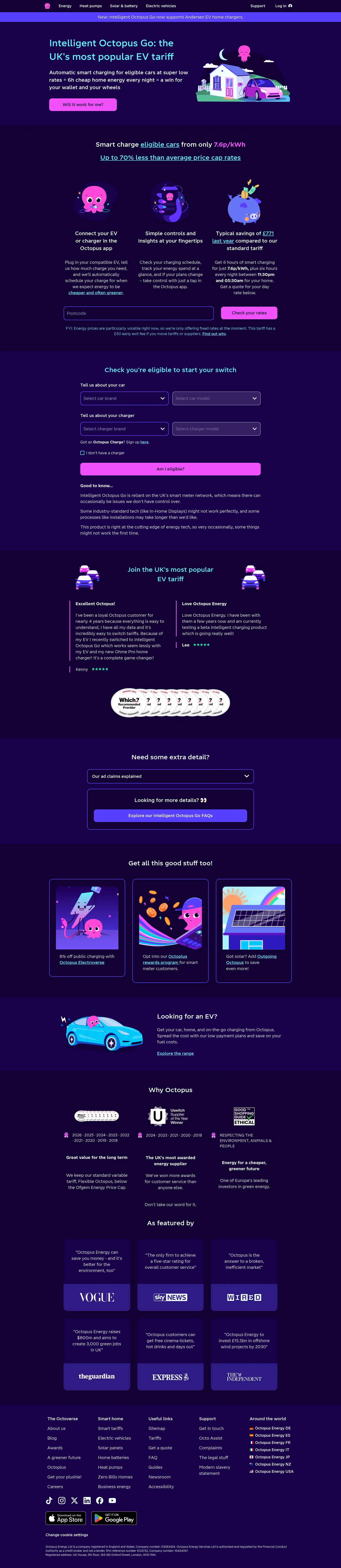 Octopus Energy landing page