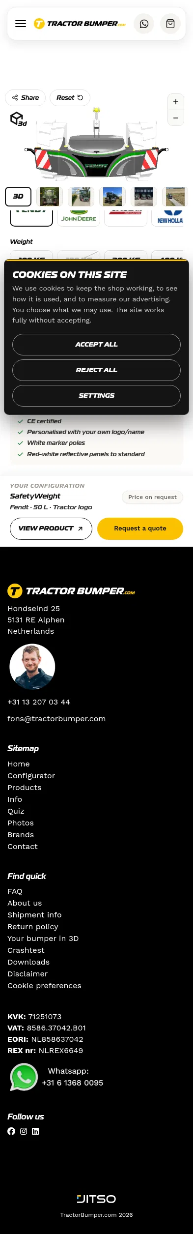 tractorbumper.com/selection-guide on mobile, full screenshot
