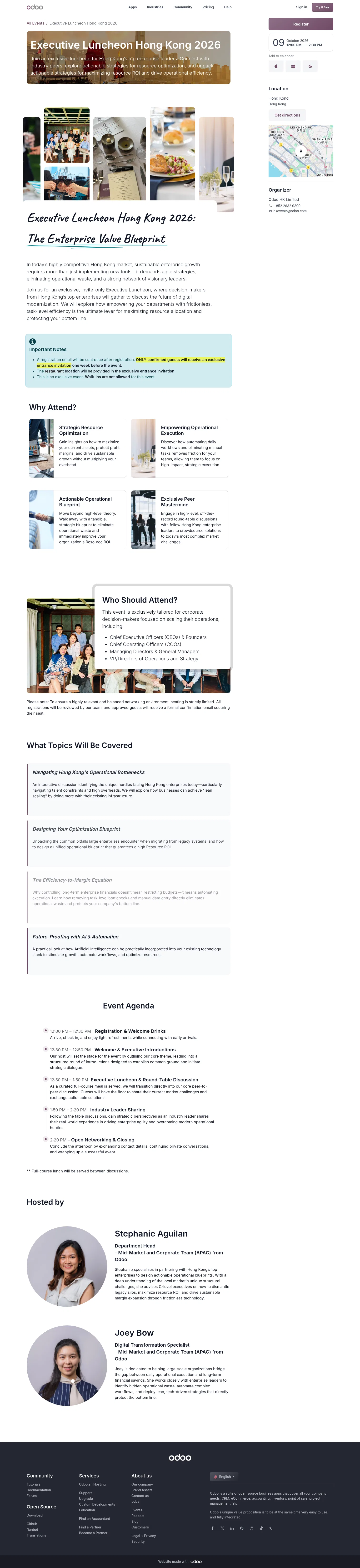 odoo.com/event/executive-luncheon-hk-2026-12268/register on desktop, full screenshot