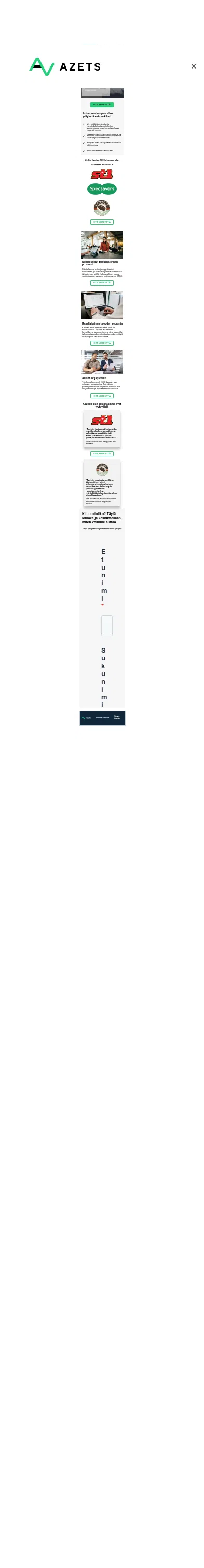 pages.azets.com/kaupan-ala on mobile, full screenshot
